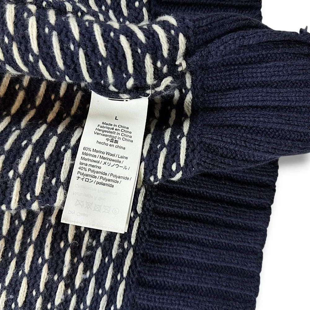 J.Crew Merino Wool Birdseye Shawl Collar Cardigan Mens Large Navy Blue